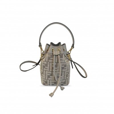 FENDI MON TRESOR MINI LOGO-TAPESTRY BUCKET BAG 8BS010 (18*12*10cm)